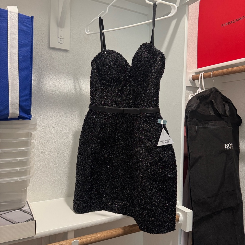 NADINE MERABI Tara Black Sequin Mini Dress - Picture 10 of 15